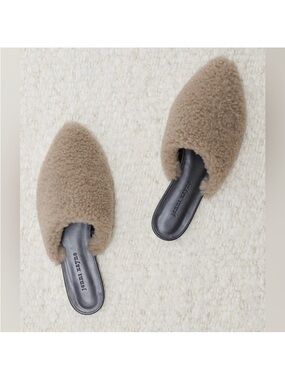 Jenni Kayne Taupe Shearling Mule Slide size 38